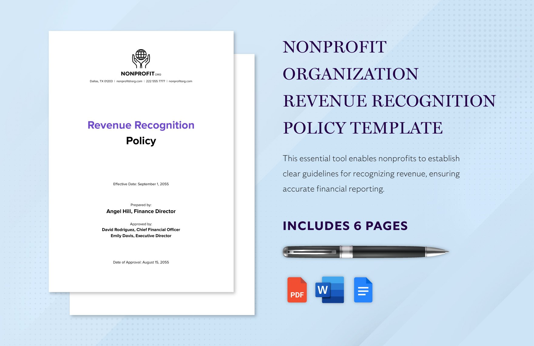 Nonprofit Organization Revenue Recognition Policy Template in Word, Google Docs, PDF