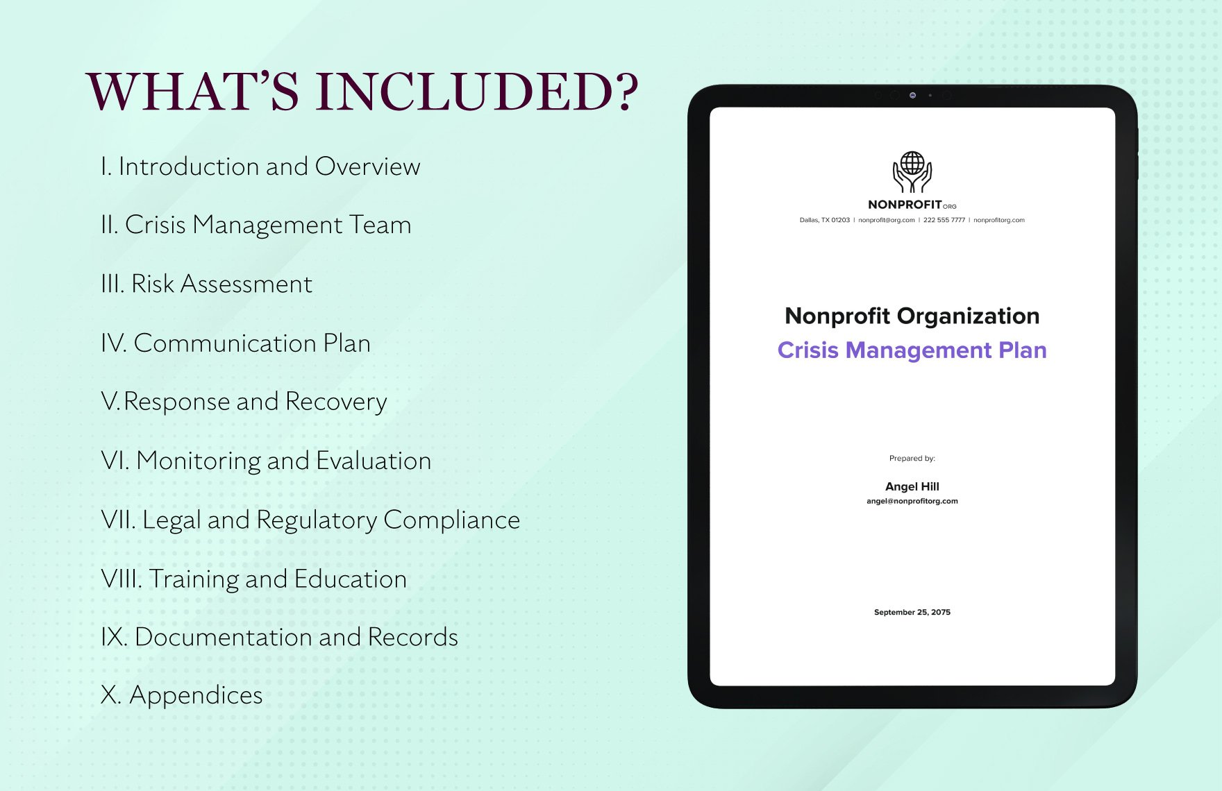 Nonprofit Organization Crisis Management Plan Template