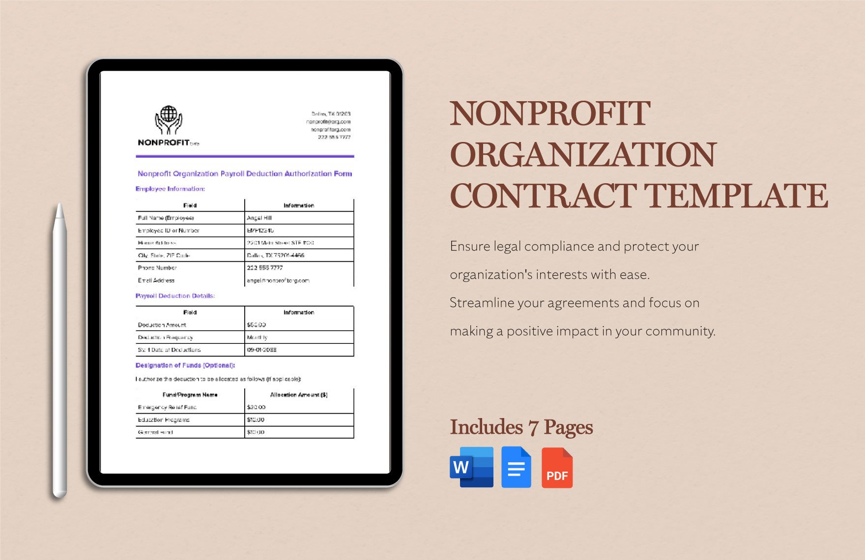 Nonprofit Organization Contract Template