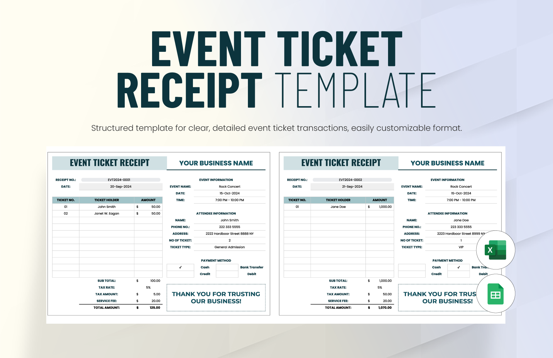 Event Ticket Receipt Template