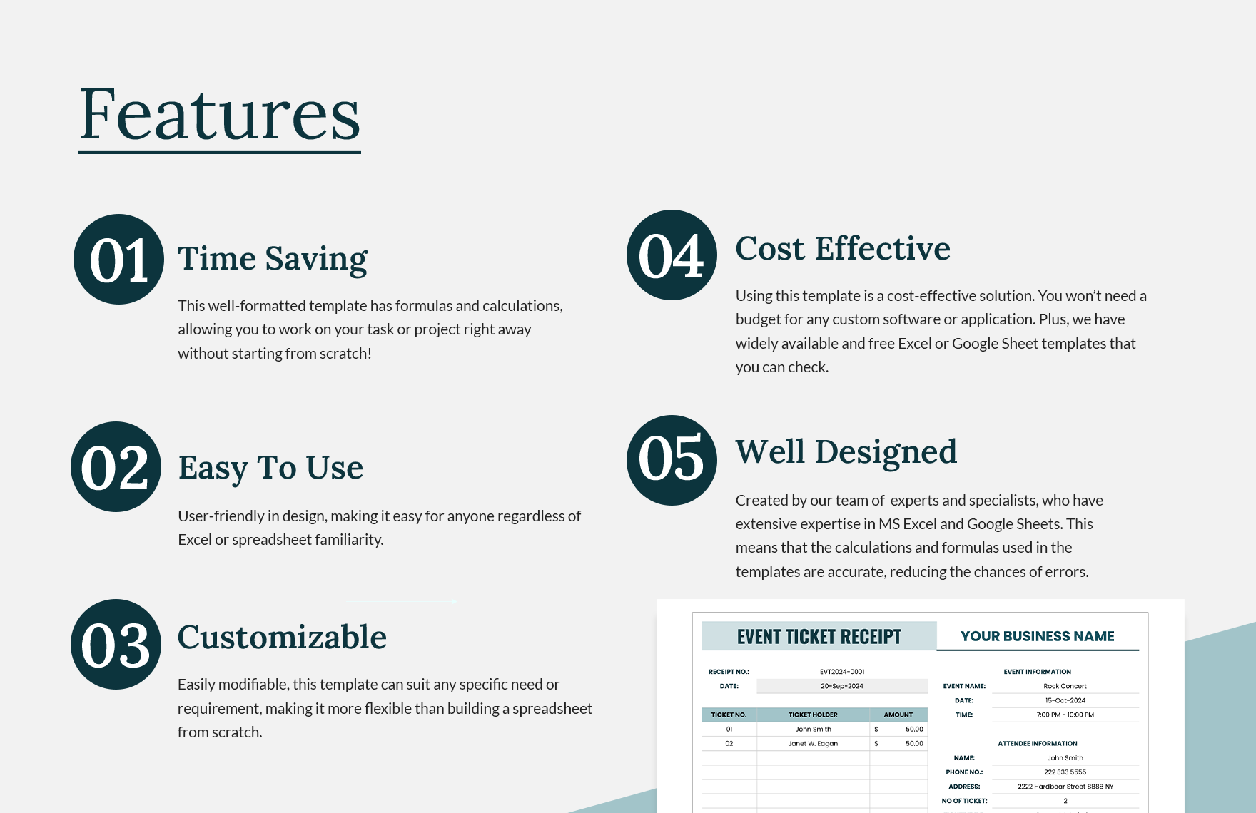 Event Ticket Receipt Template Download In Excel Google Sheets Template