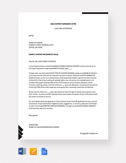 Child Support Letter Of Agreement Template from images.template.net