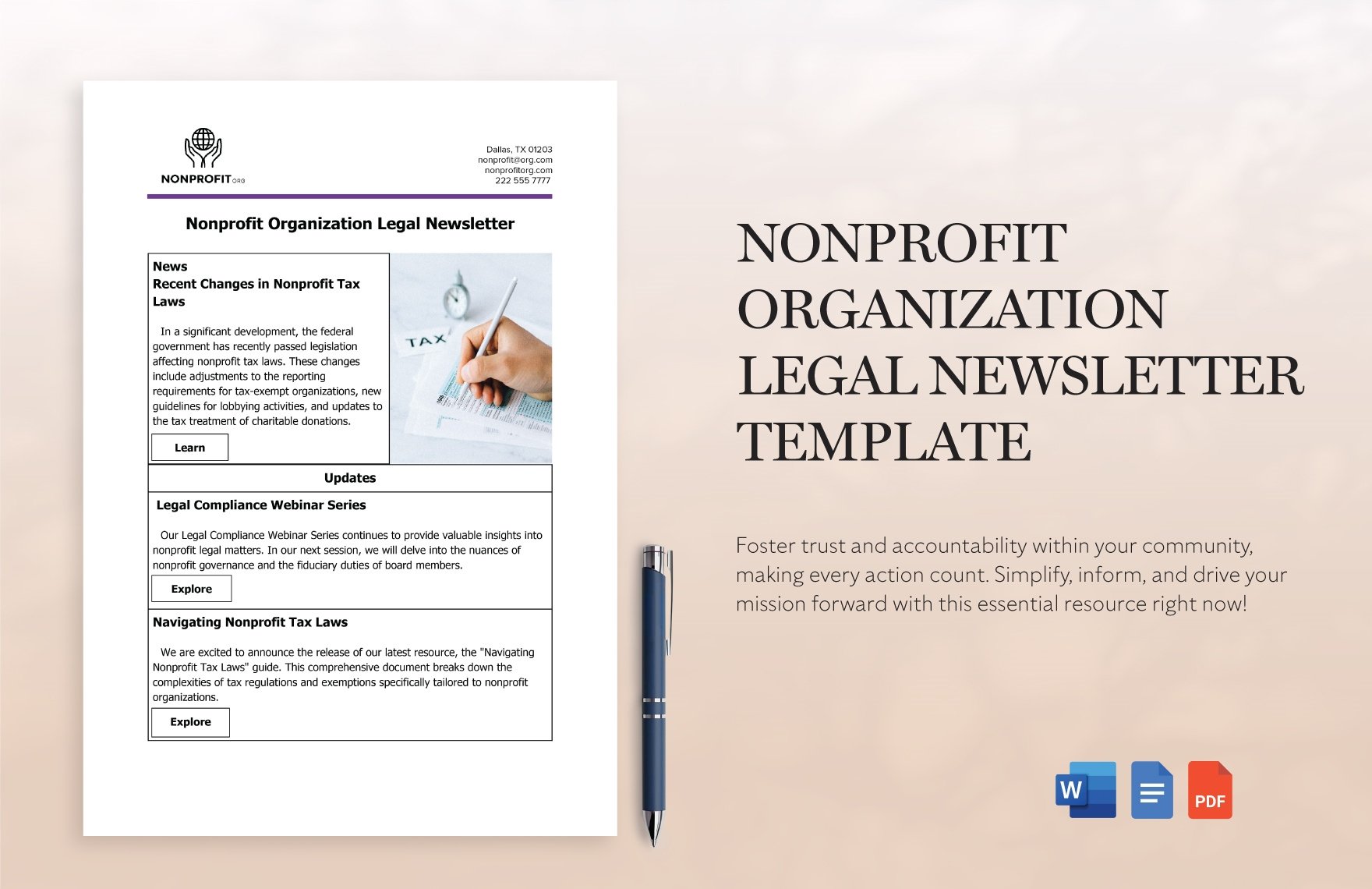 Nonprofit Organization Legal Newsletter Template