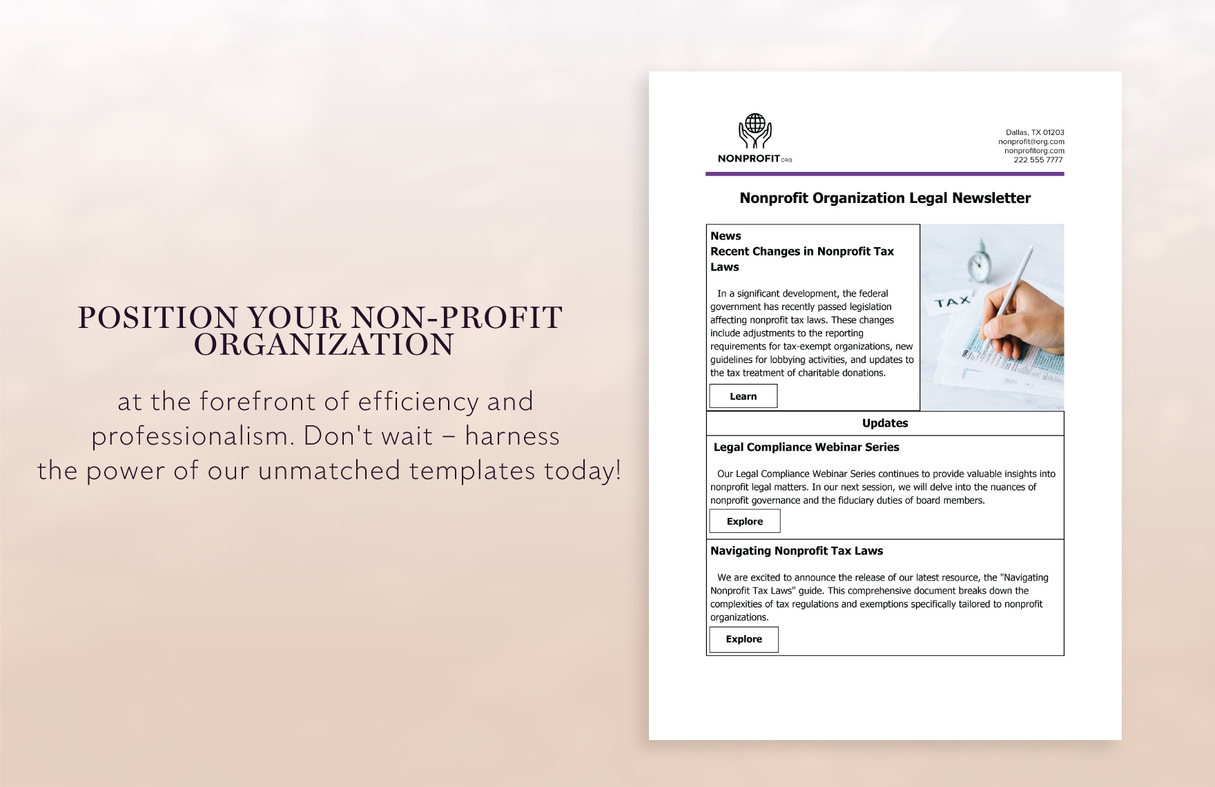 Nonprofit Organization Legal Newsletter Template