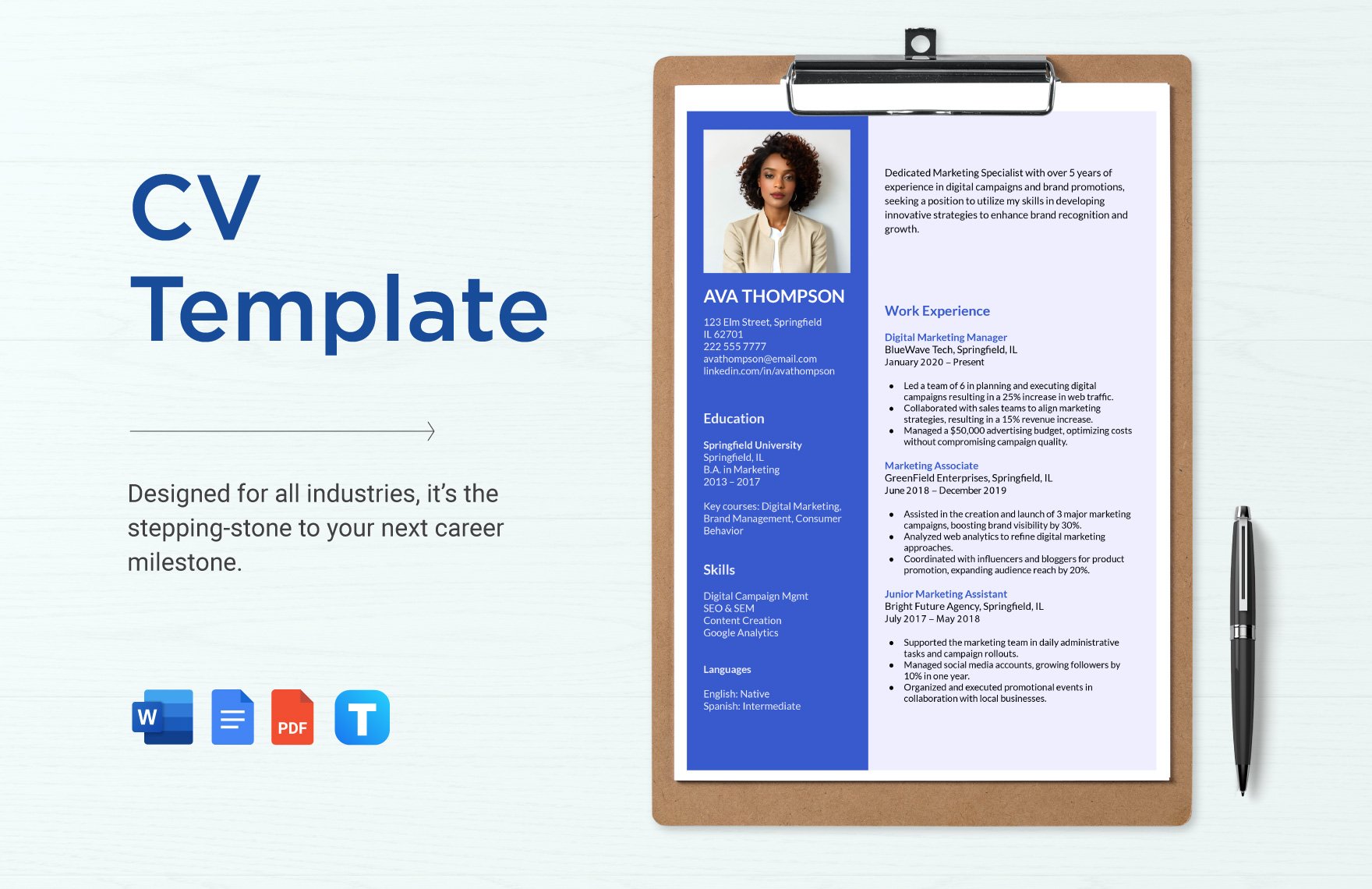 Free CV Template in Word, Google Docs, PDF