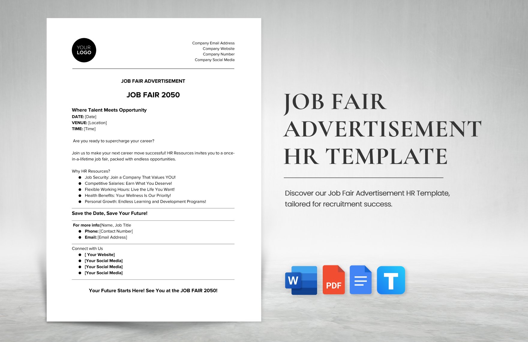 Job Fair Advertisement HR Template in Word, Google Docs, PDF