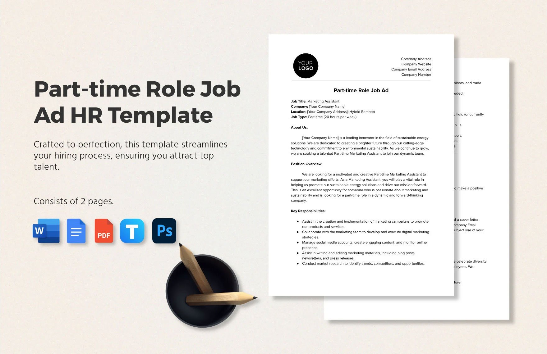 Part-time Role Job Ad HR Template