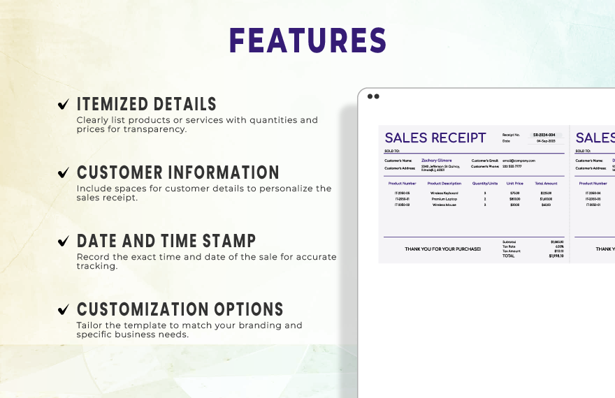 Sales Receipt Template
