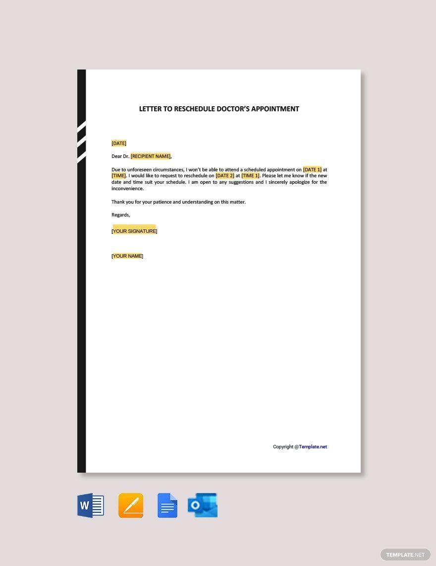 Free Letter to Reschedule Doctor's Appointment Template