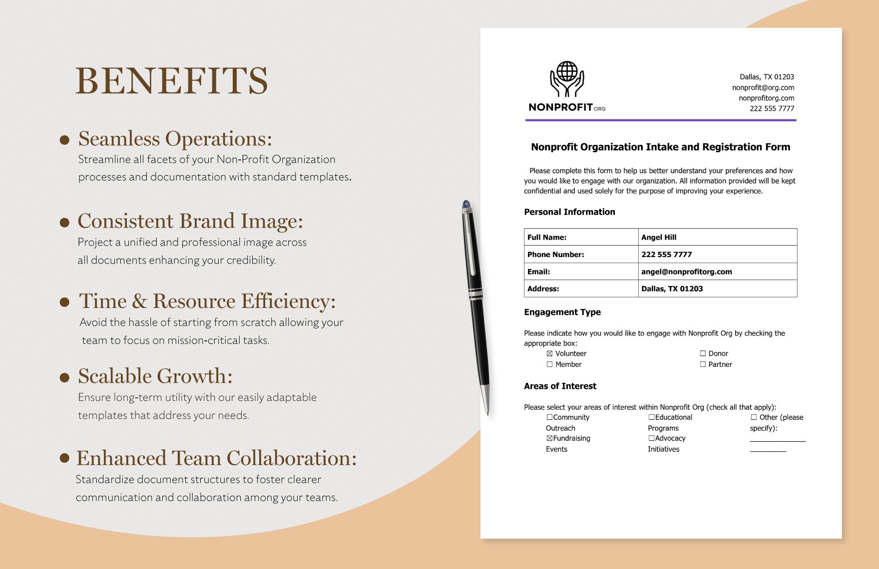 Nonprofit Organization Intake and Registration Form Template