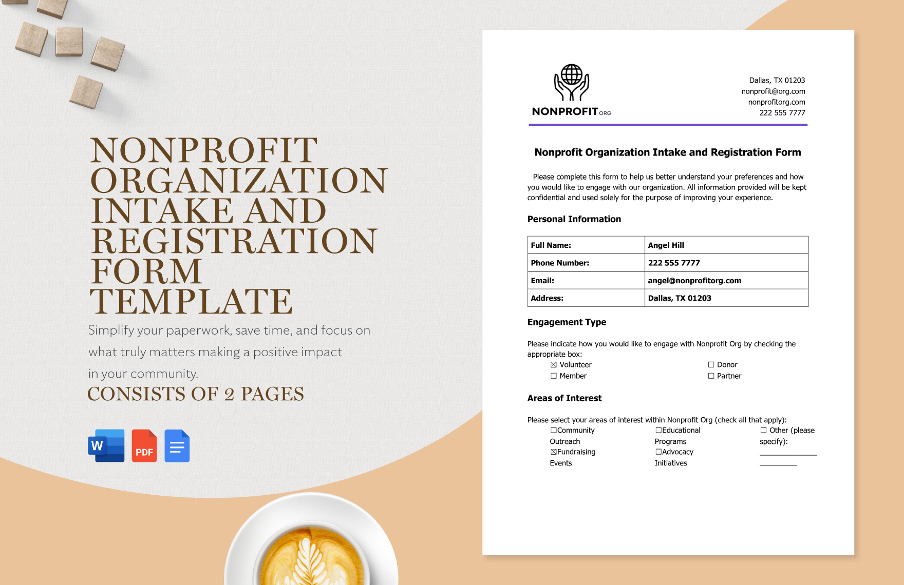 Nonprofit Organization Intake and Registration Form Template in Word, Google Docs, PDF