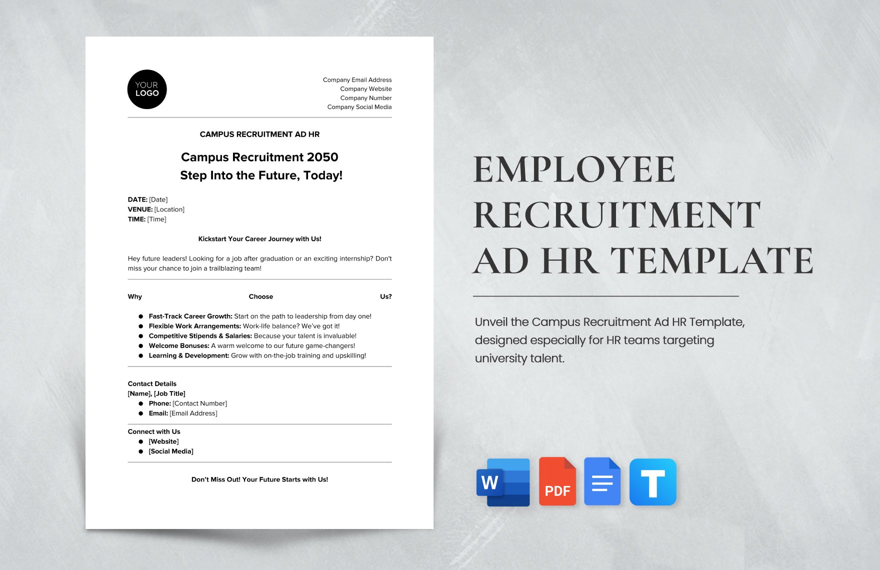 Employee Recruitment Ad HR Template in Word, Google Docs, PDF