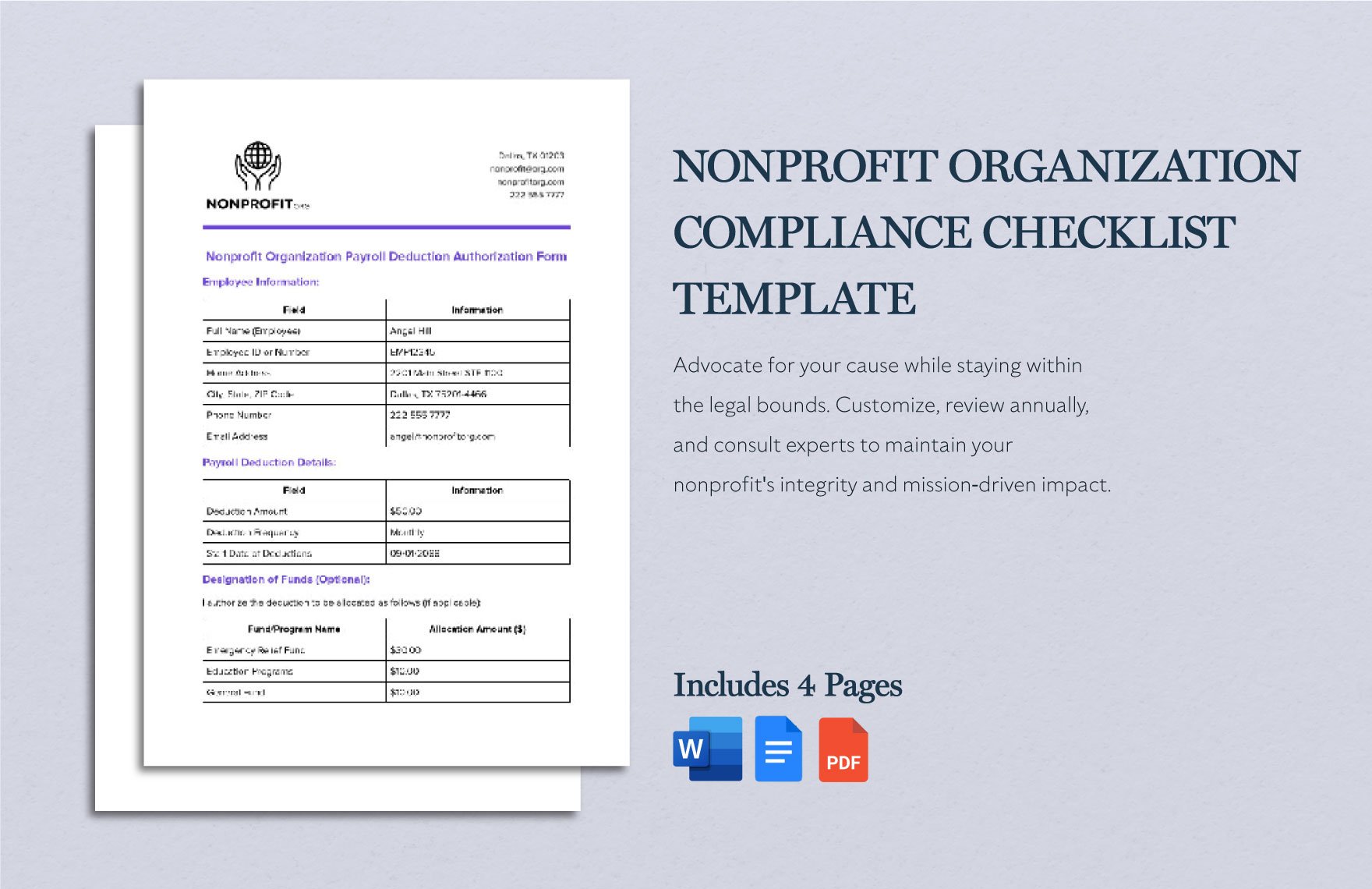 Nonprofit Organization Compliance Checklist Template