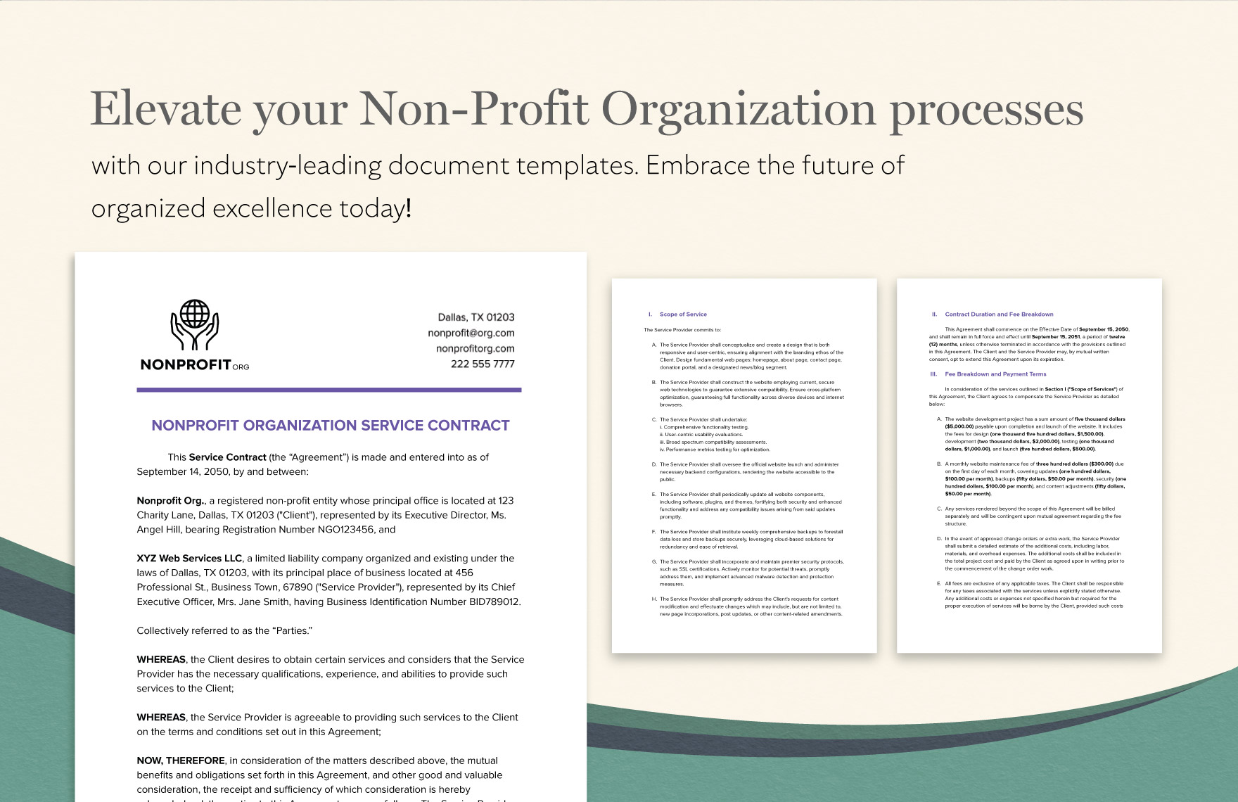 Nonprofit Organization Service Contract Template