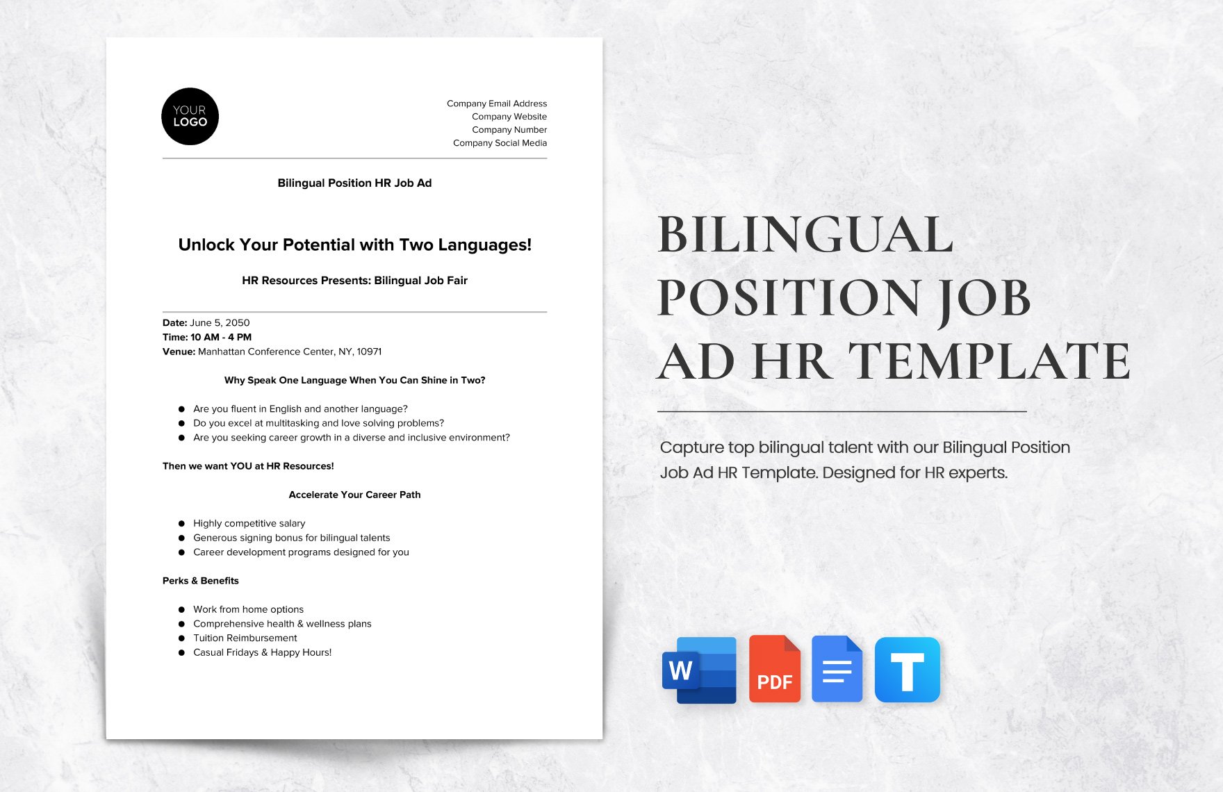 Bilingual Position Job Ad HR Template