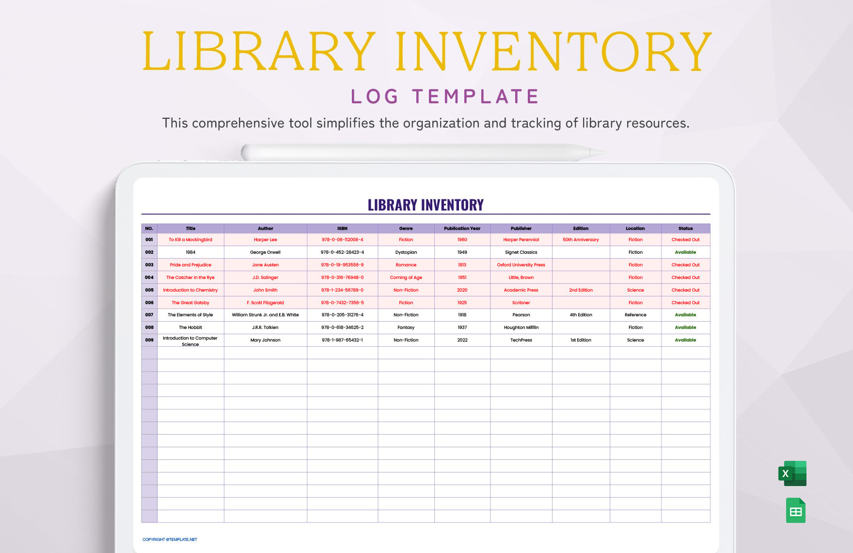 Library Inventory Template