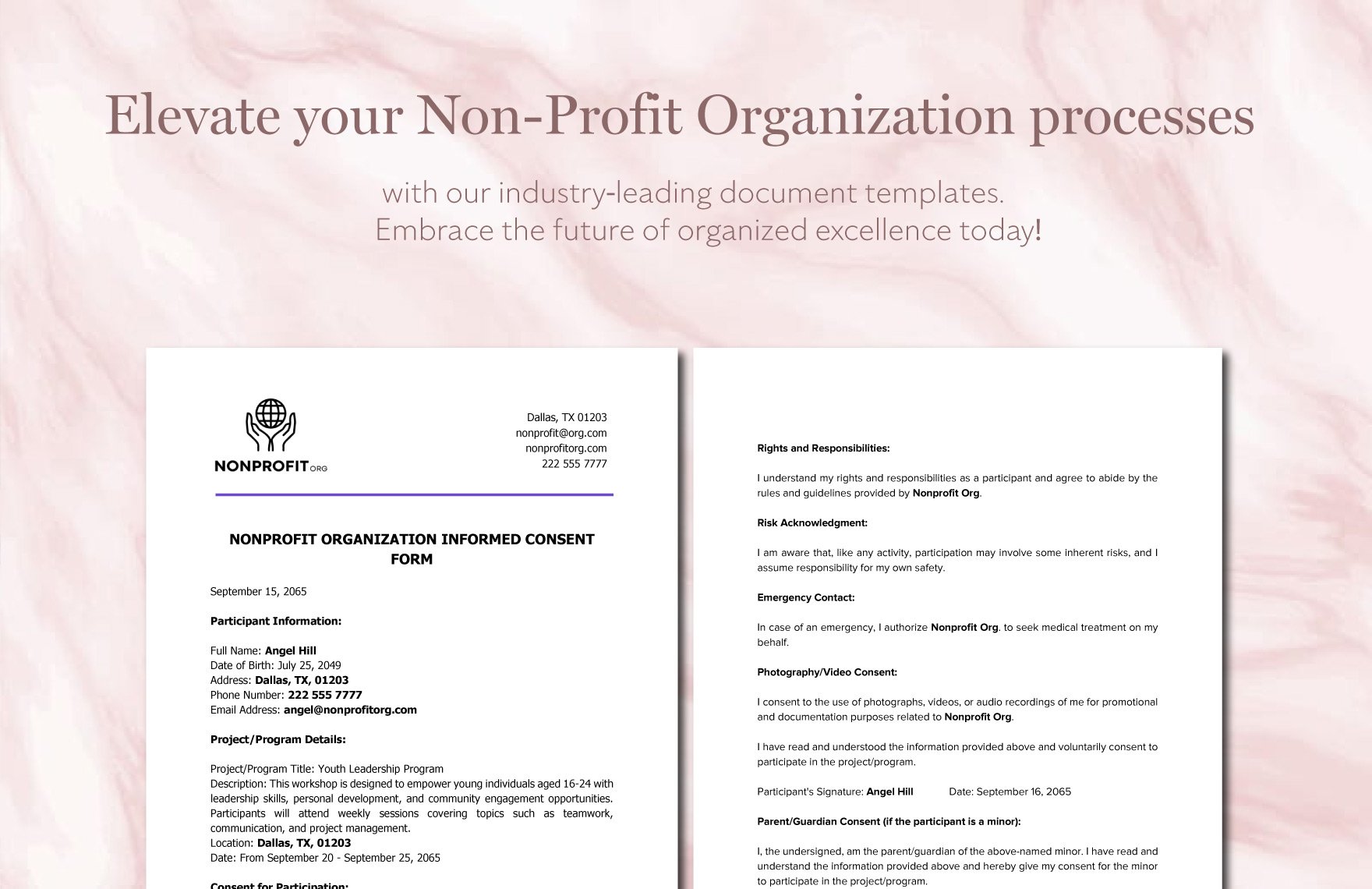 Nonprofit Organization Informed Consent Form Template