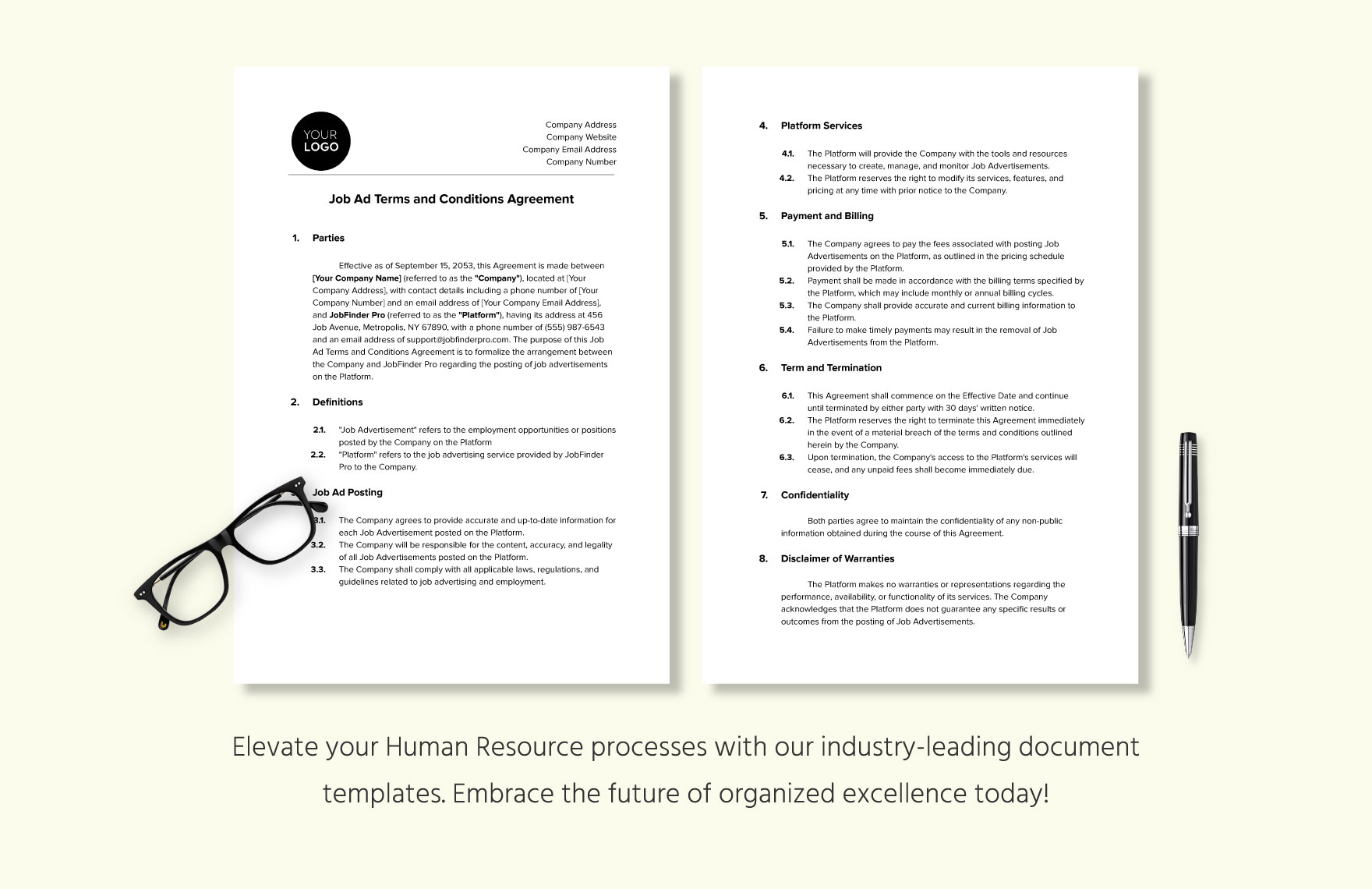 Job Ad Terms and Conditions Agreement HR Template