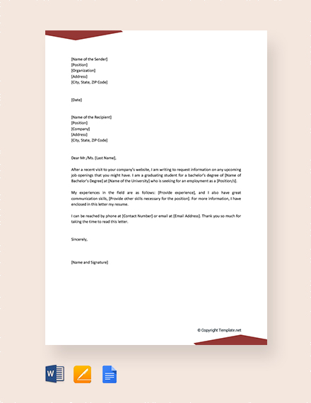 Query Letter Template Free PDF - Word | Apple Pages ...