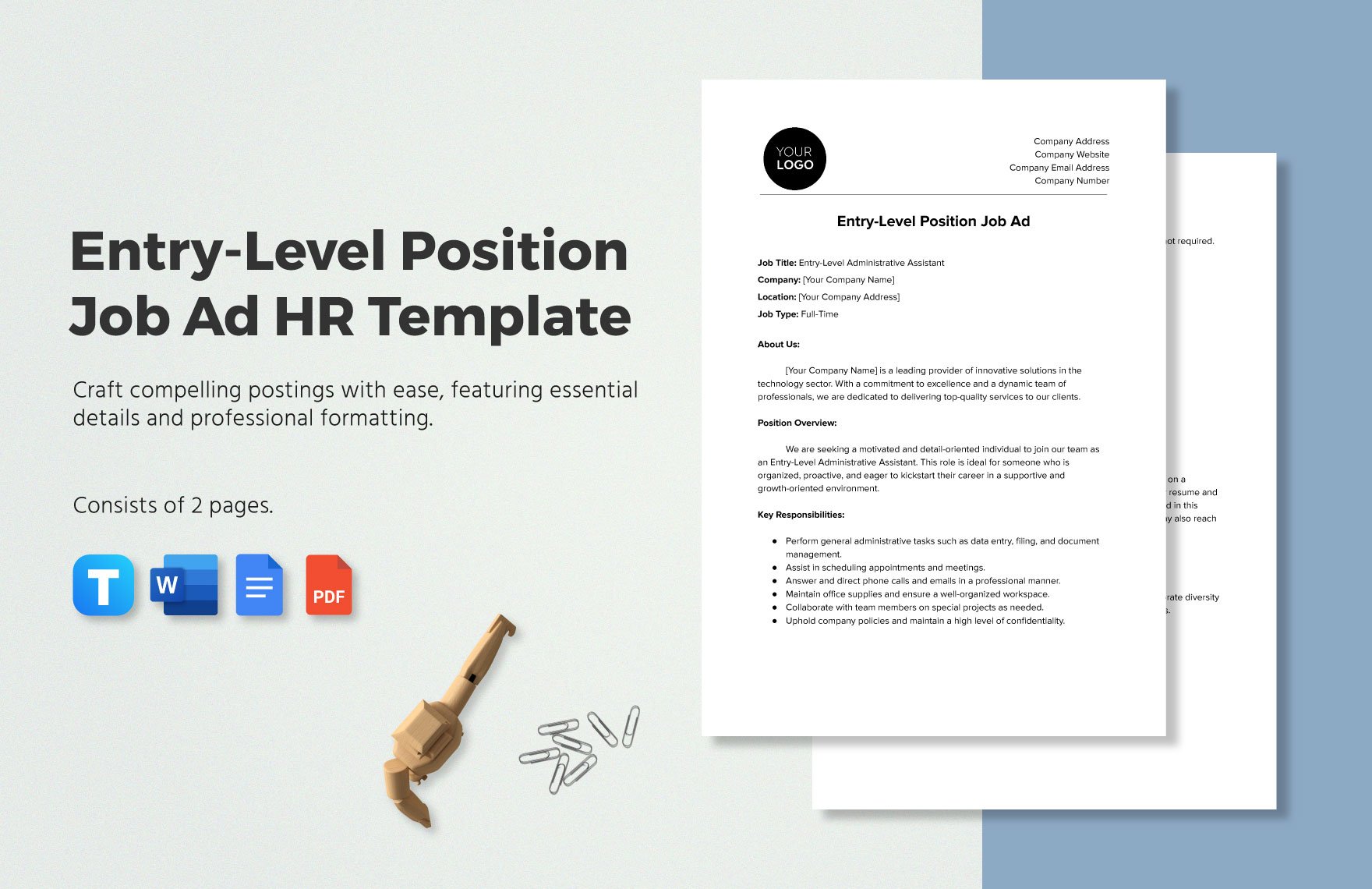 Entry-Level Position Job Ad HR Template