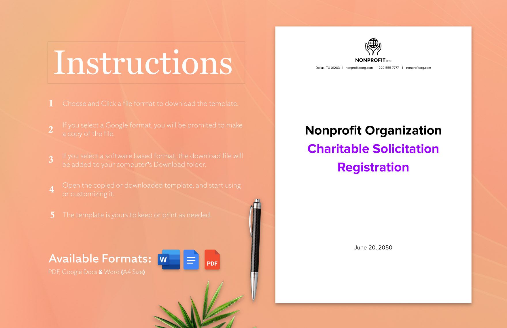 Nonprofit Organization Charitable Solicitation Registration Template