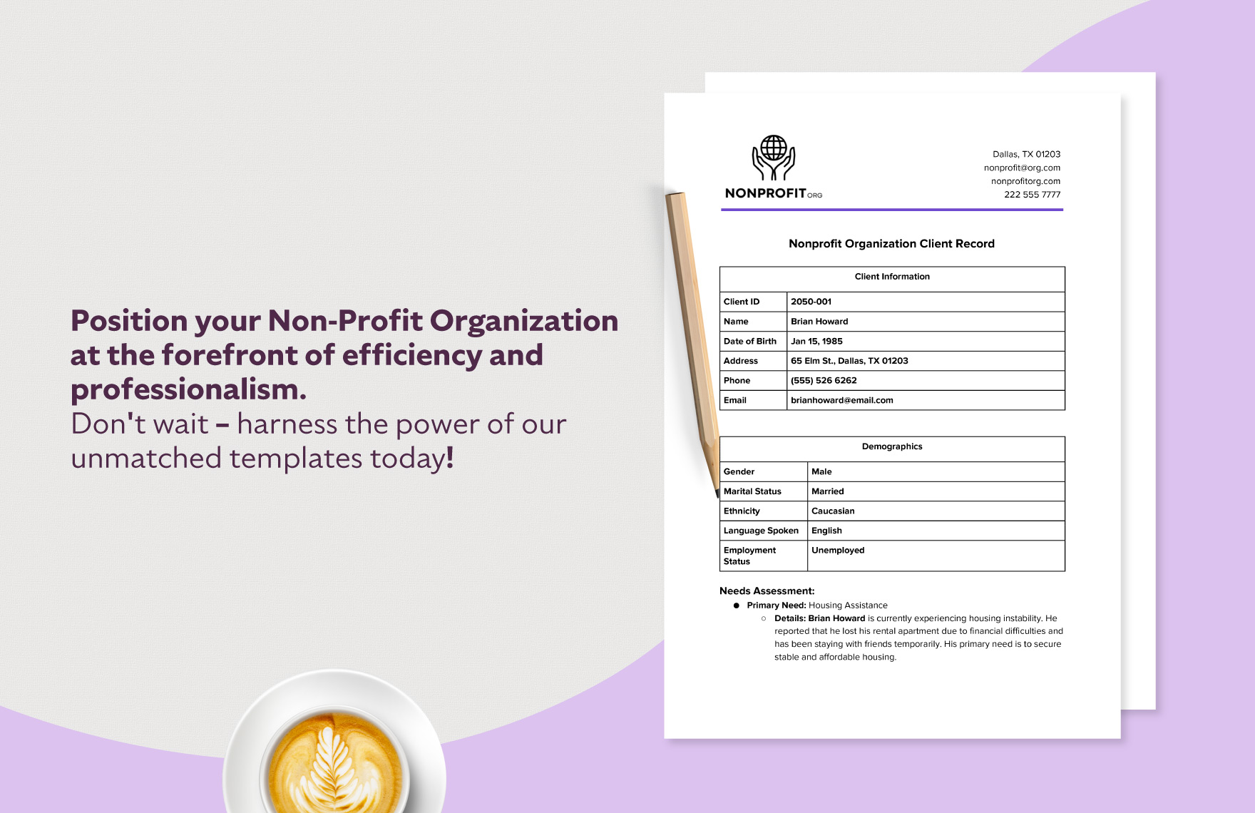 Nonprofit Organization Client Records Template