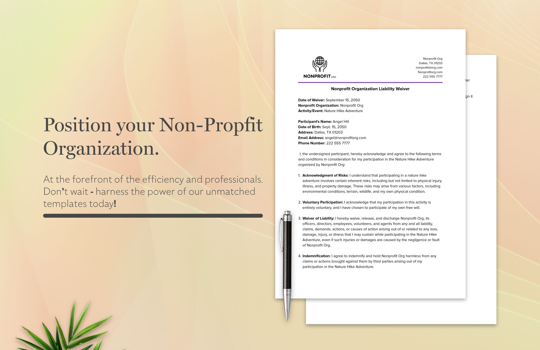  Nonprofit Organization Liability Waiver Template