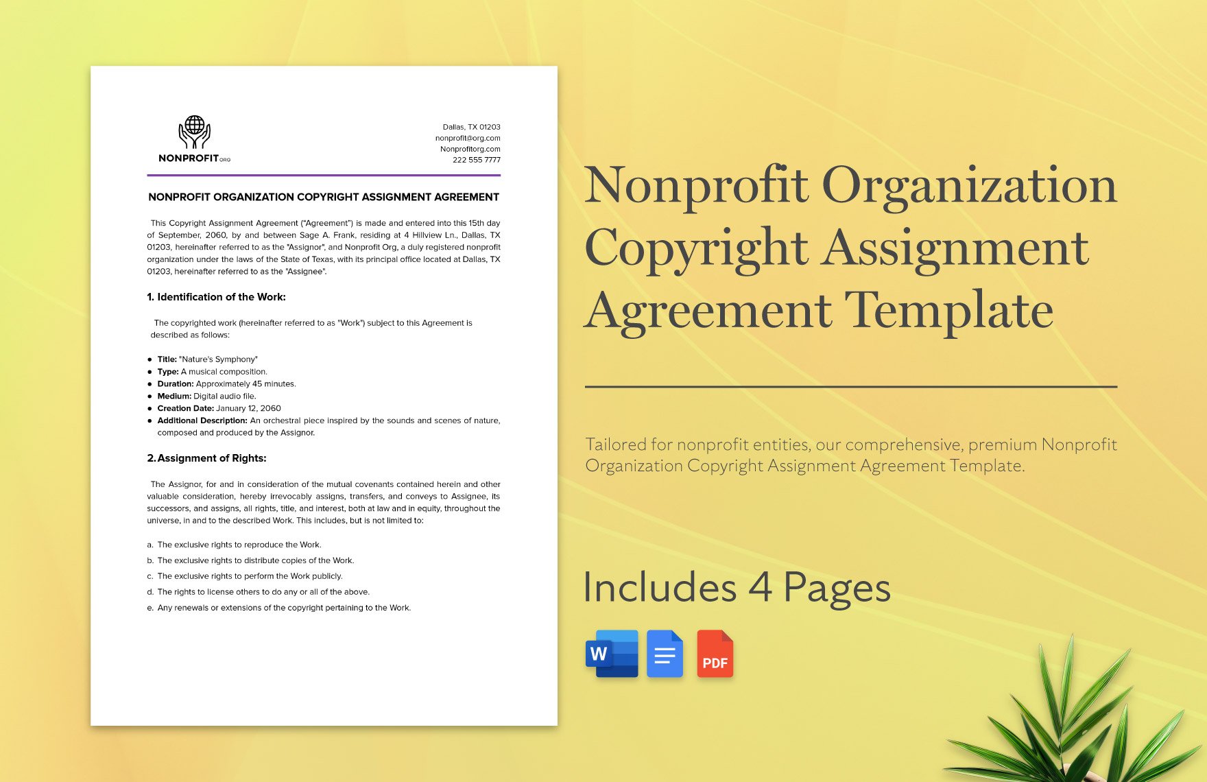 nonprofit-organization-copyright-assignment-agreement