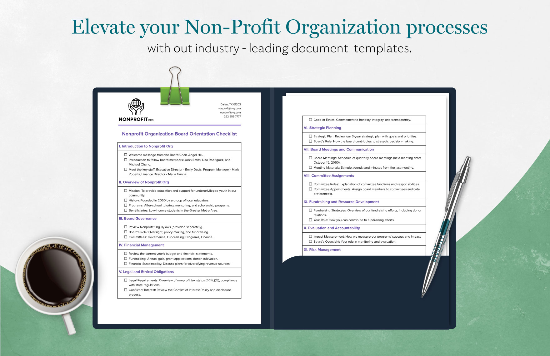 Nonprofit Organization Board Orientation Checklist Template