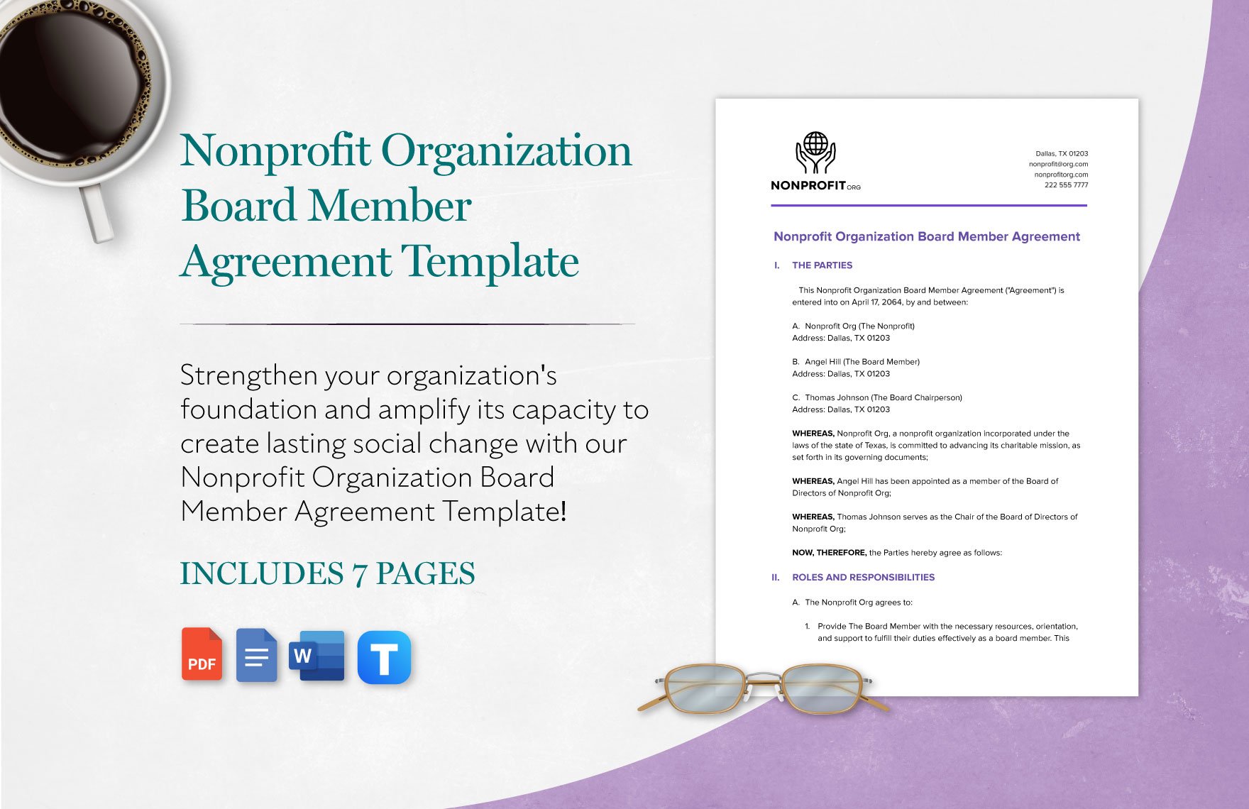 Nonprofit Organization Board Member Agreement Template