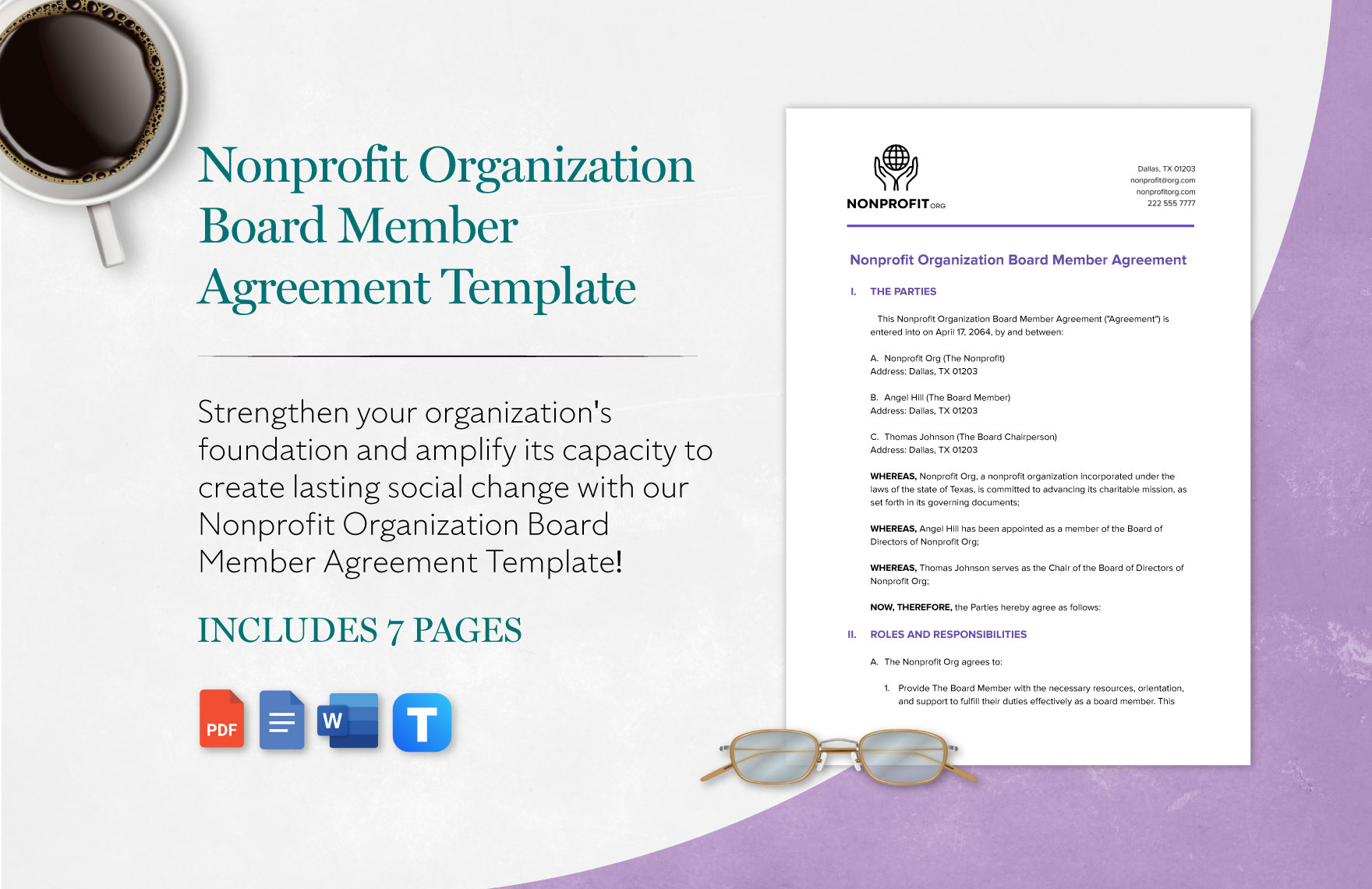 Nonprofit Organization Board Member Agreement Template In PDF Word Nonprofit Organization Board Member Agreement Template In PDF Word
