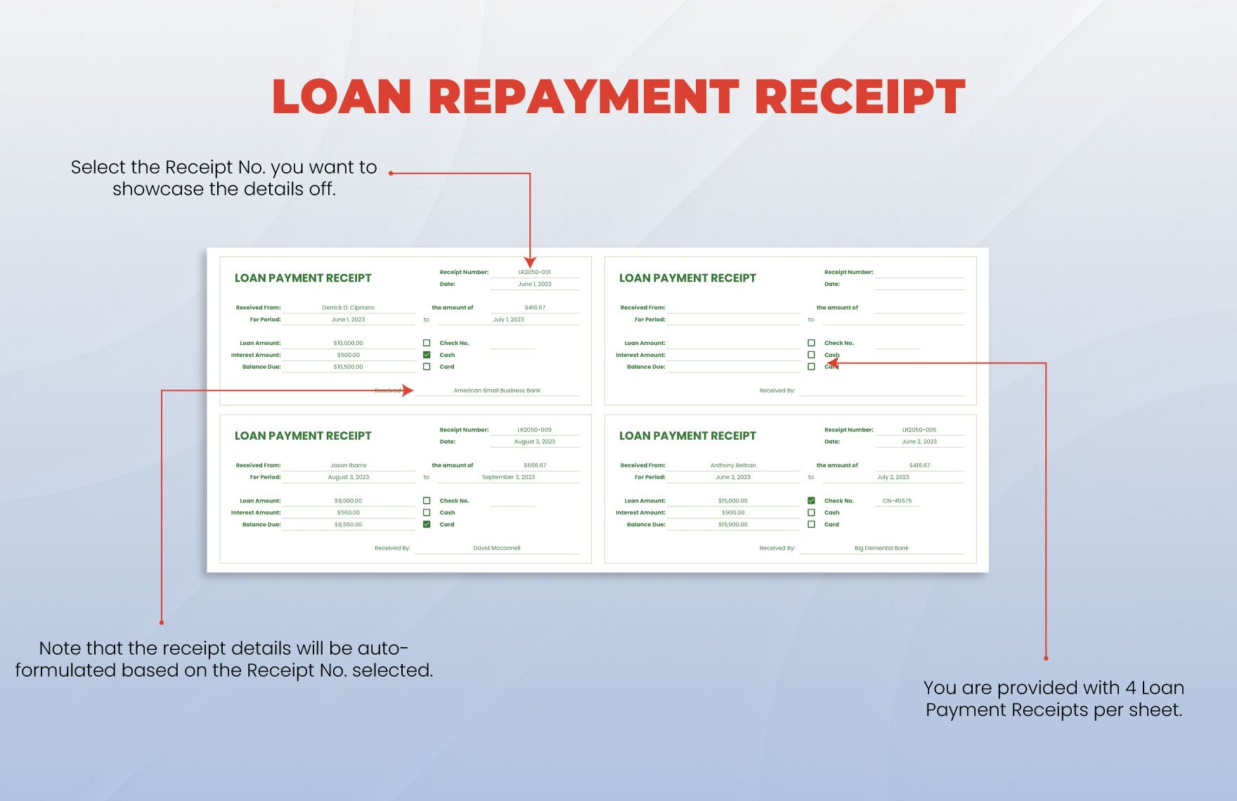 Loan Repayment Receipt Template