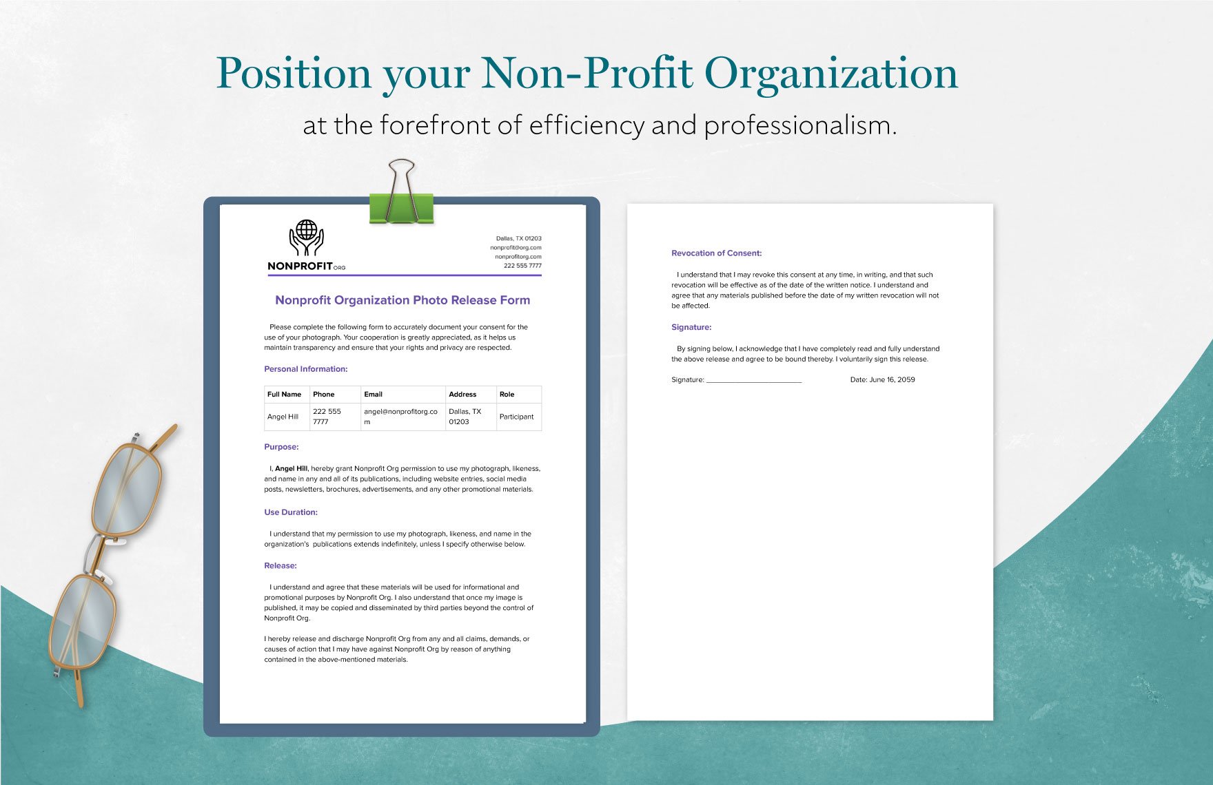 Nonprofit Organization Photo Release Form Template