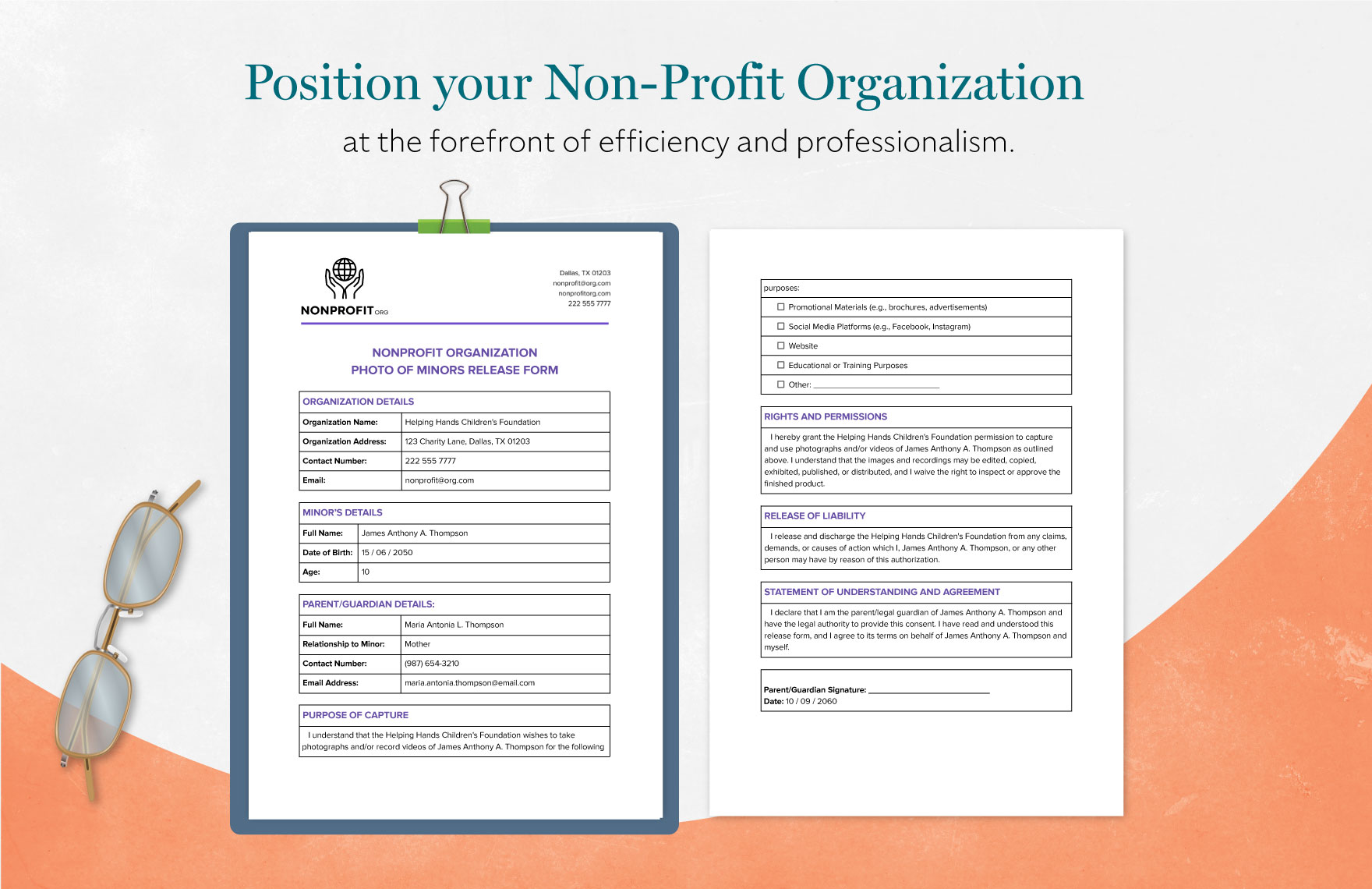 Nonprofit Organization Photo Of Minors Release Form Template