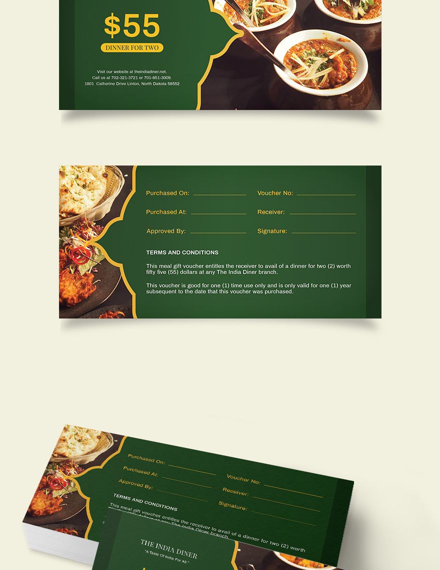 Meal Dinner Voucher Template in Publisher Word PSD Illustrator