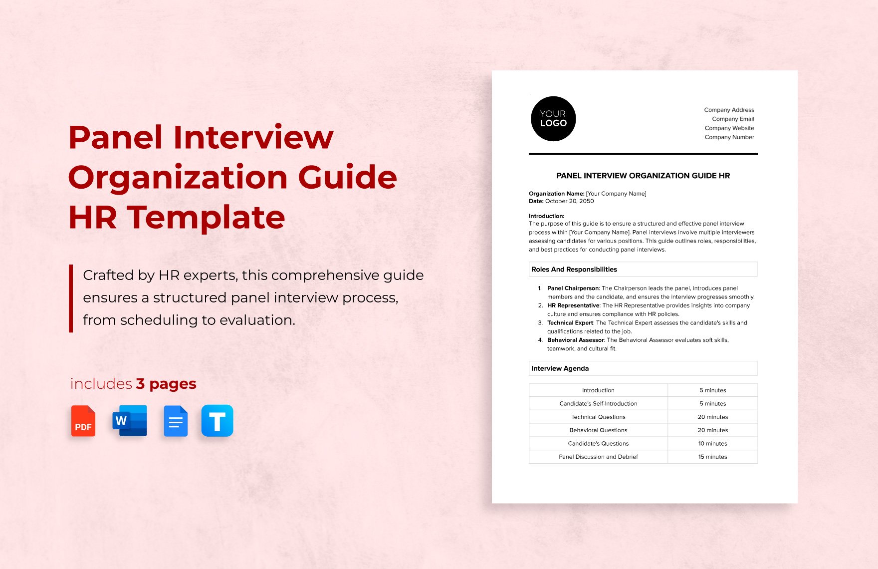 Panel Interview Organization Guide HR Template in Word, Google Docs, PDF