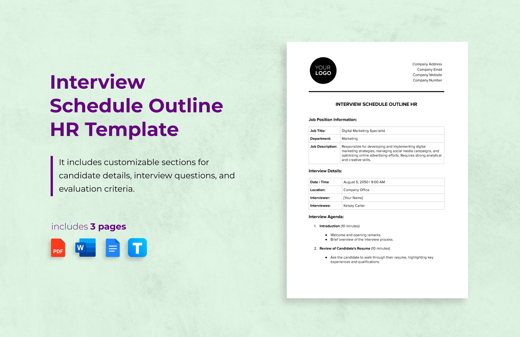 Interview Schedule Outline HR Template in Word, Google Docs, PDF