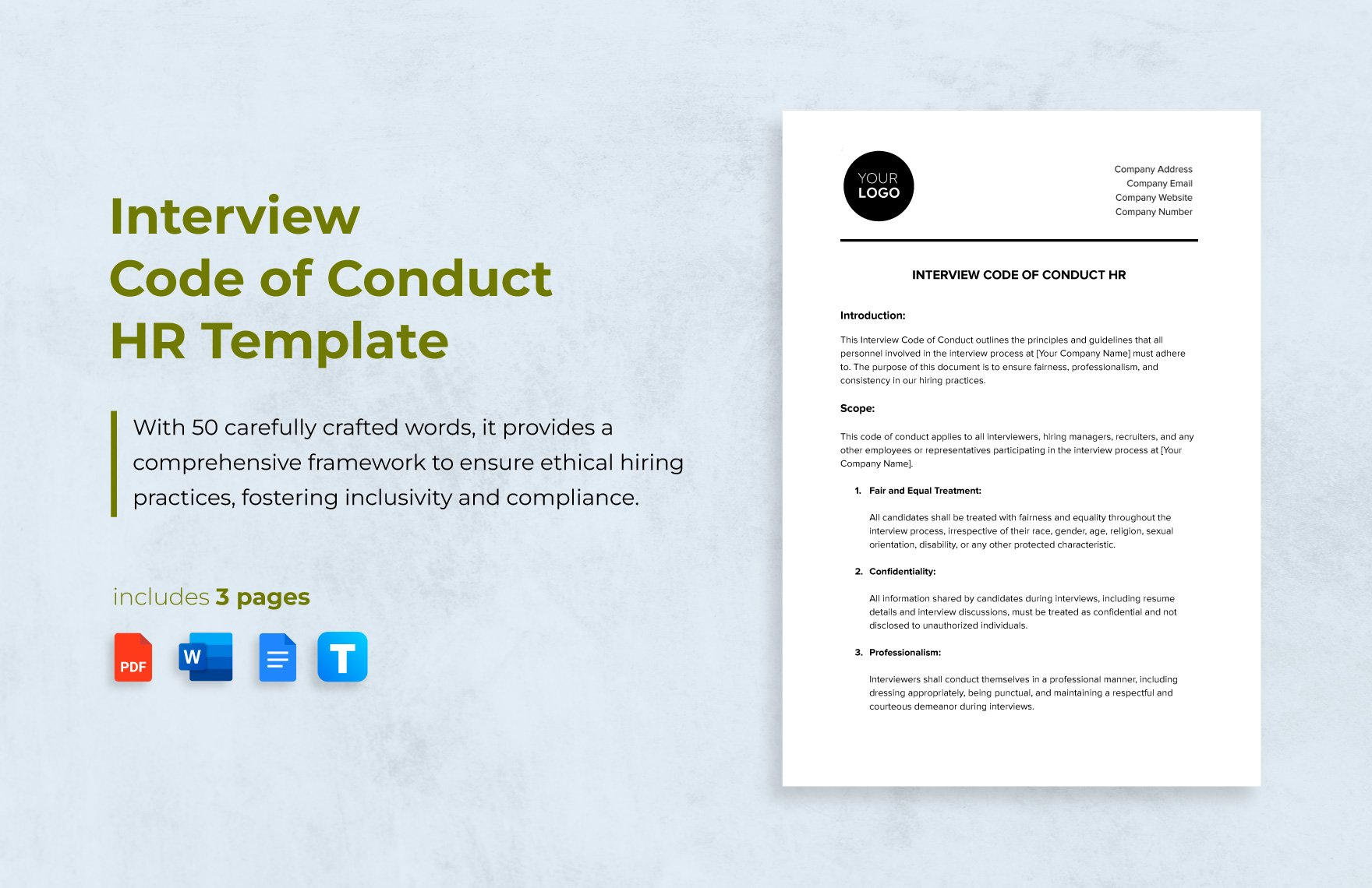 Interview Code Of Conduct HR Template in Word, Google Docs, PDF