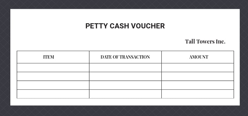 Petty Cash Voucher Word