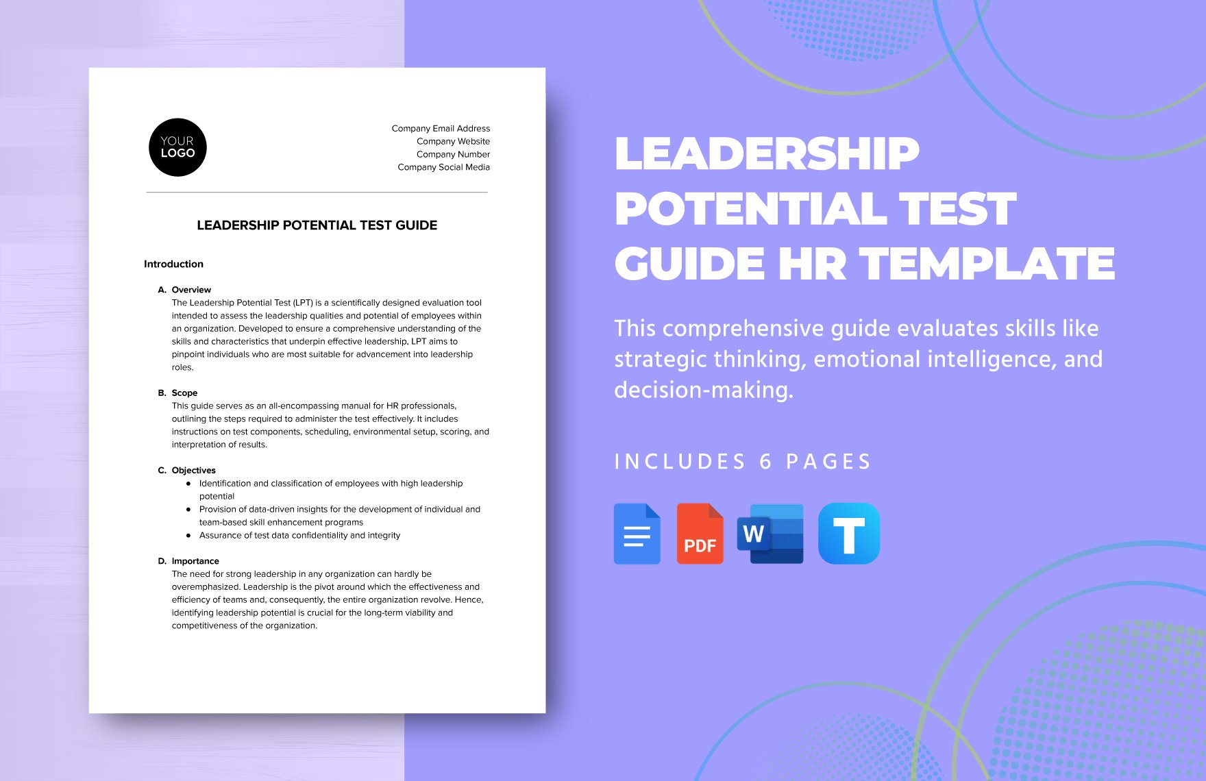 Leadership Potential Test Guide HR Template in Word, Google Docs, PDF