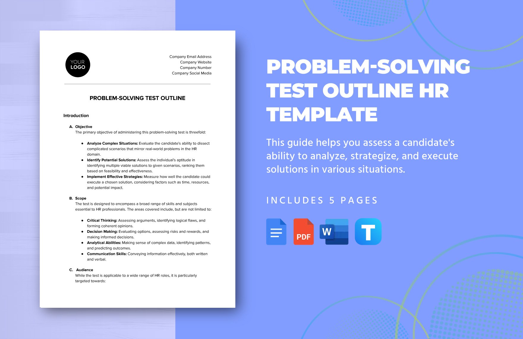 Problem-solving Test Outline HR Template in Word, Google Docs, PDF