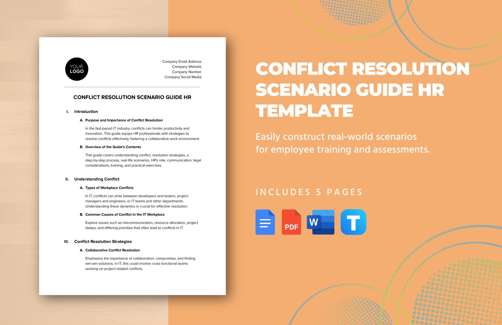 Conflict Resolution Scenario Guide HR Template in Word, Google Docs, PDF