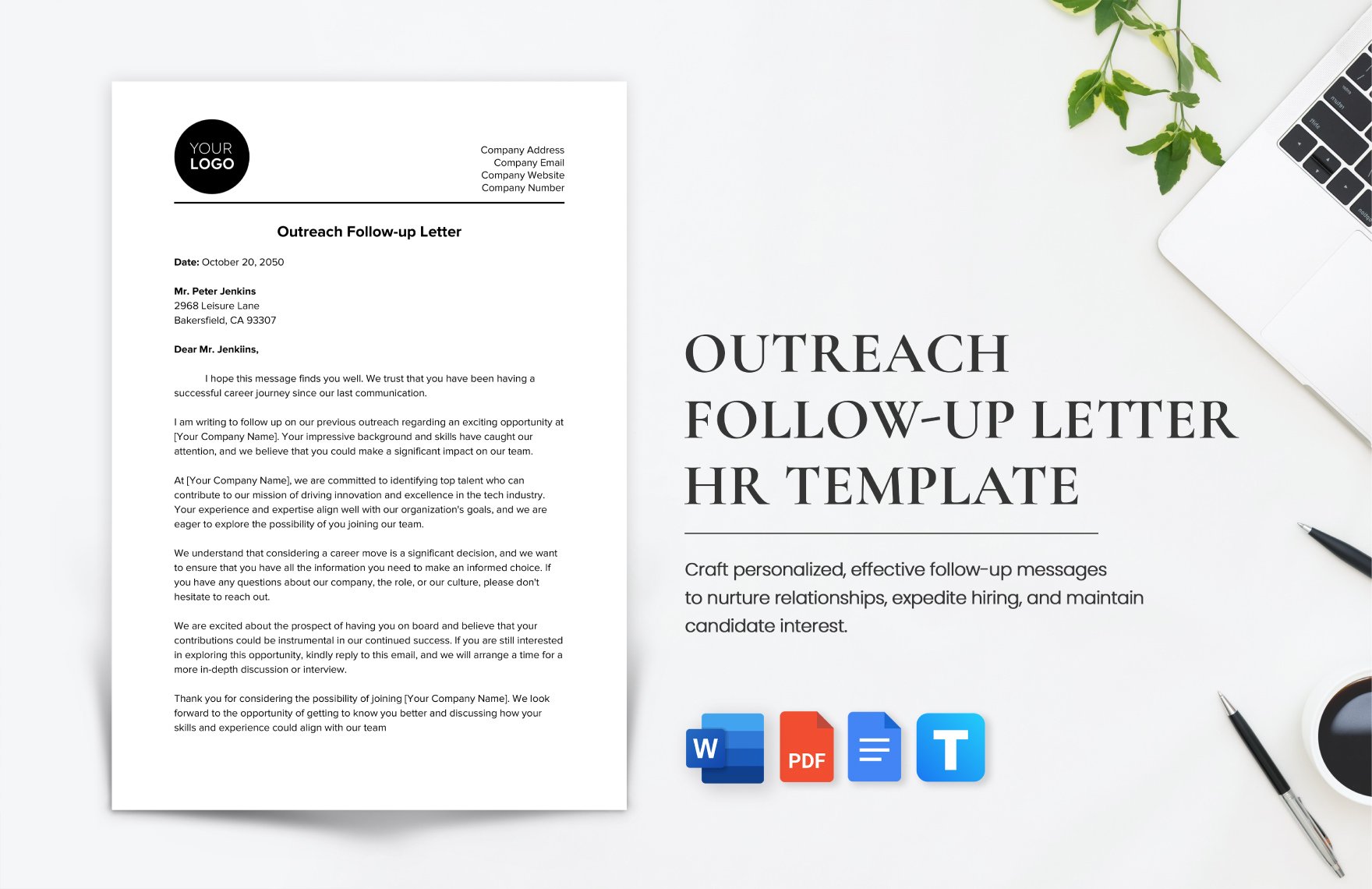 Outreach Follow-up Letter HR Template
