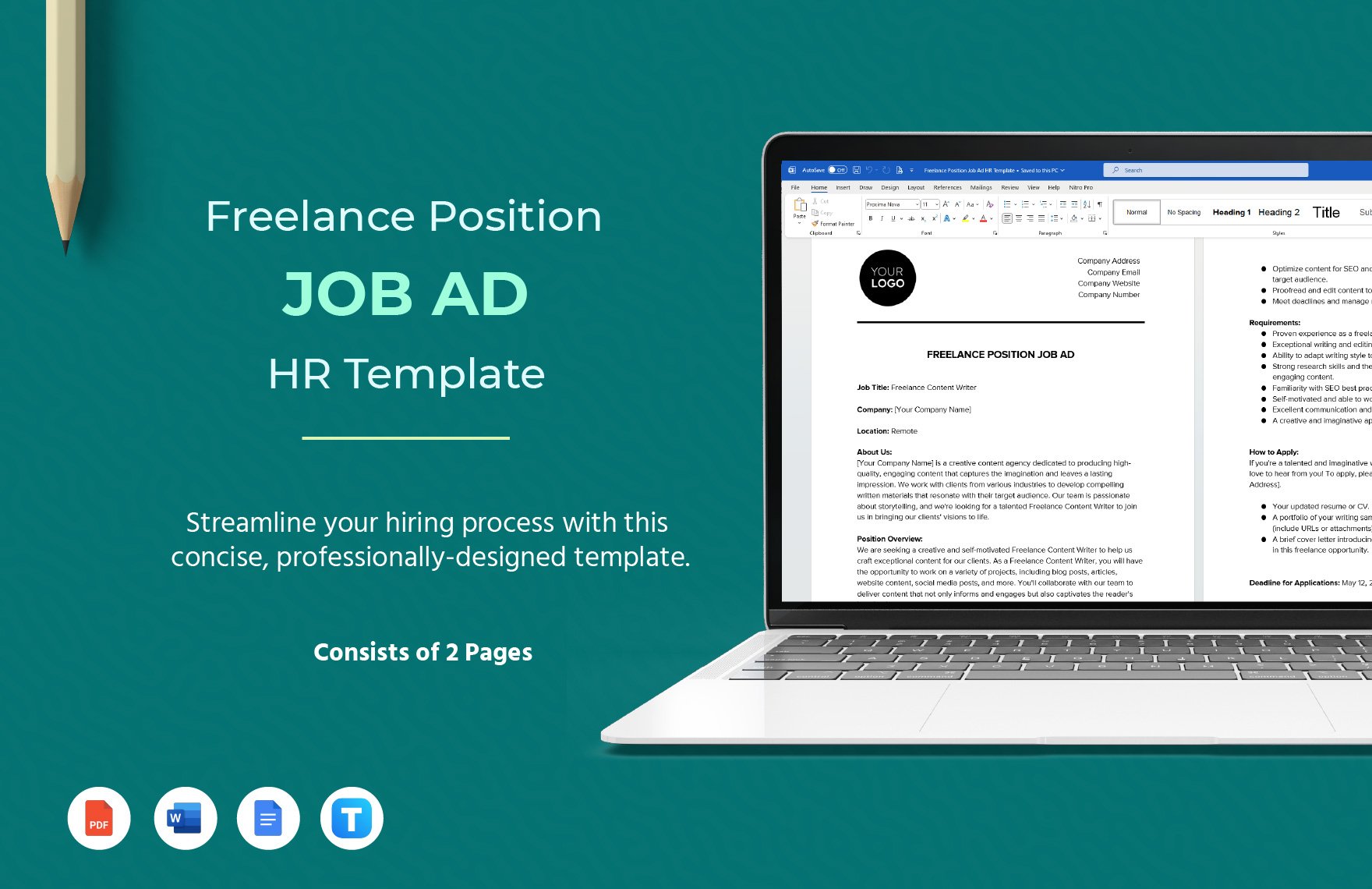 Freelance Position Job Ad HR Template