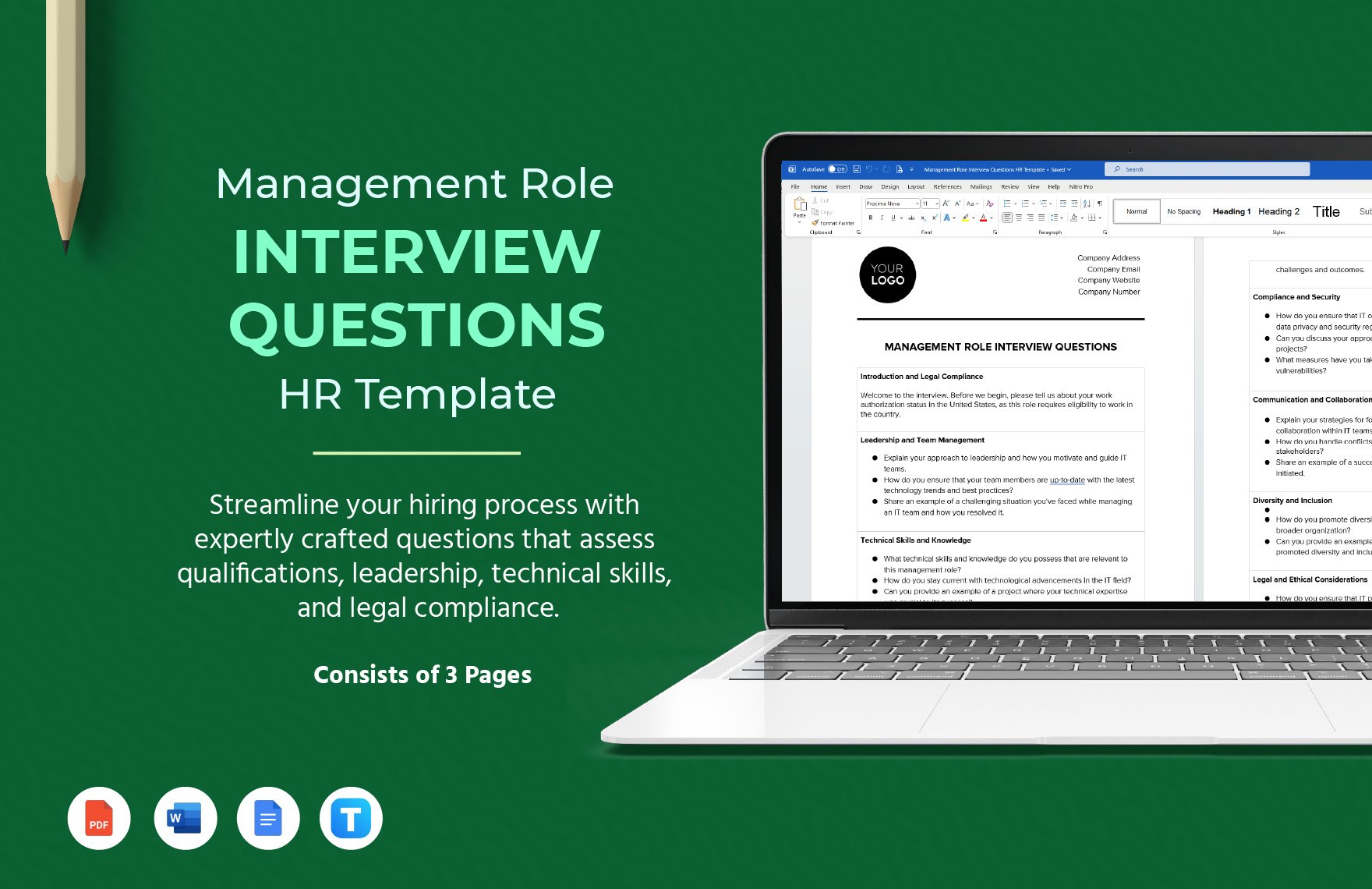 Management Role Interview Questions HR Template in Word, Google Docs, PDF