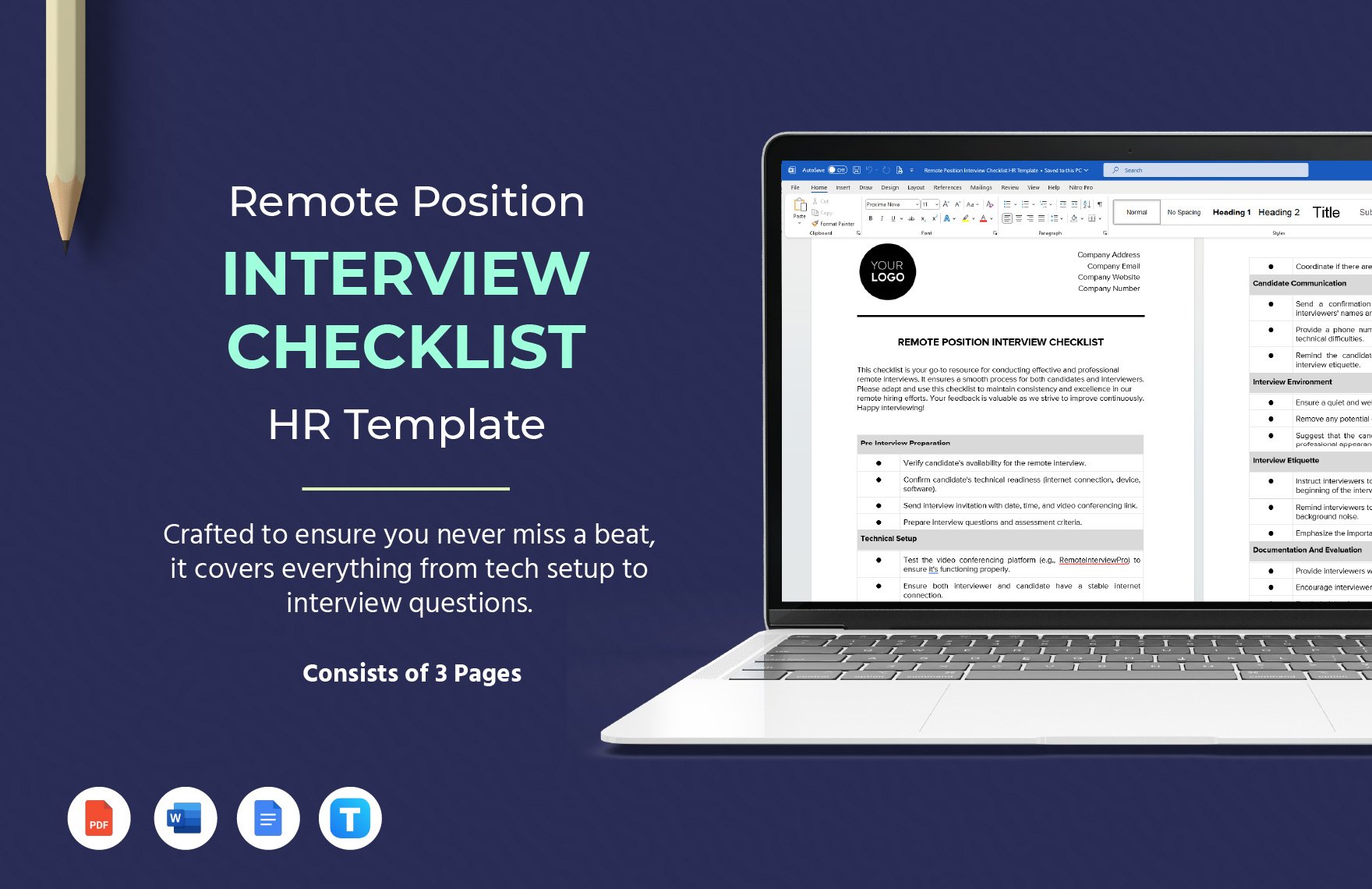 Remote Position Interview Checklist HR Template in Word, Google Docs, PDF