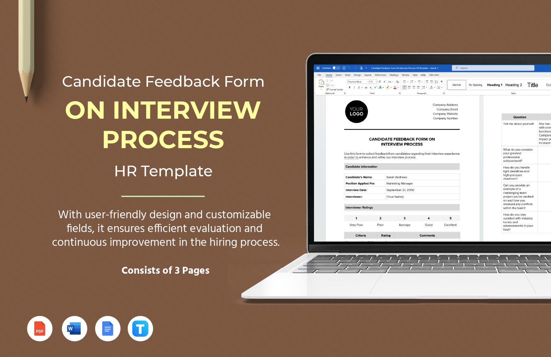 Candidate Feedback Form On Interview Process HR Template in Word, Google Docs, PDF