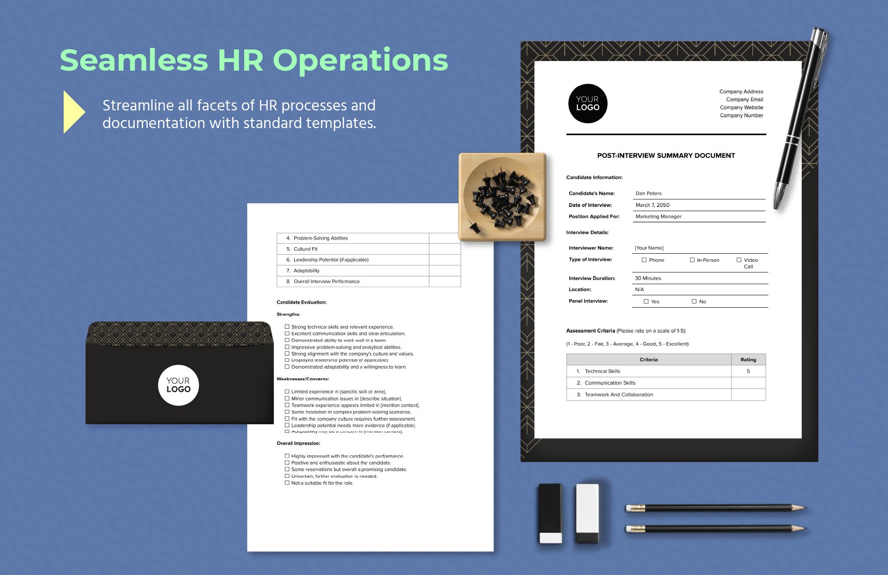 Post-Interview Summary Document HR Template