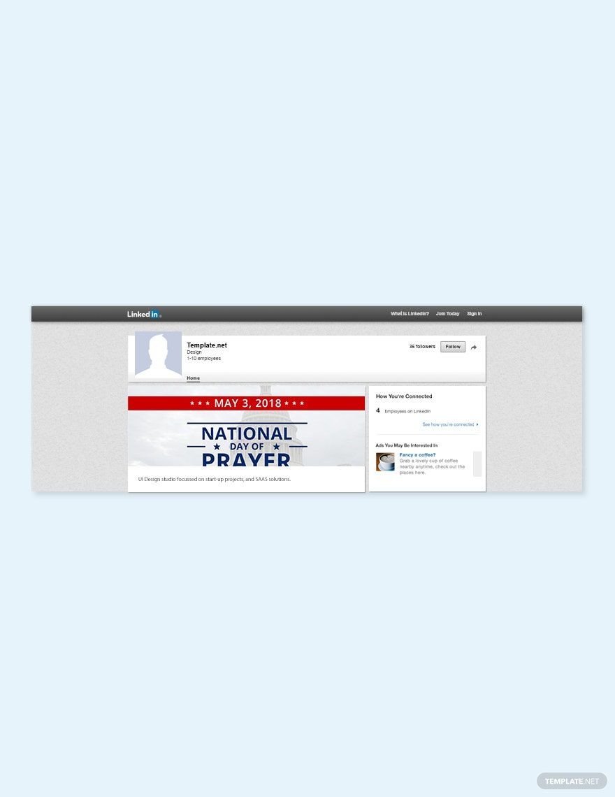 Free National Day of Prayer LinkedIn Blog Post Template in PSD