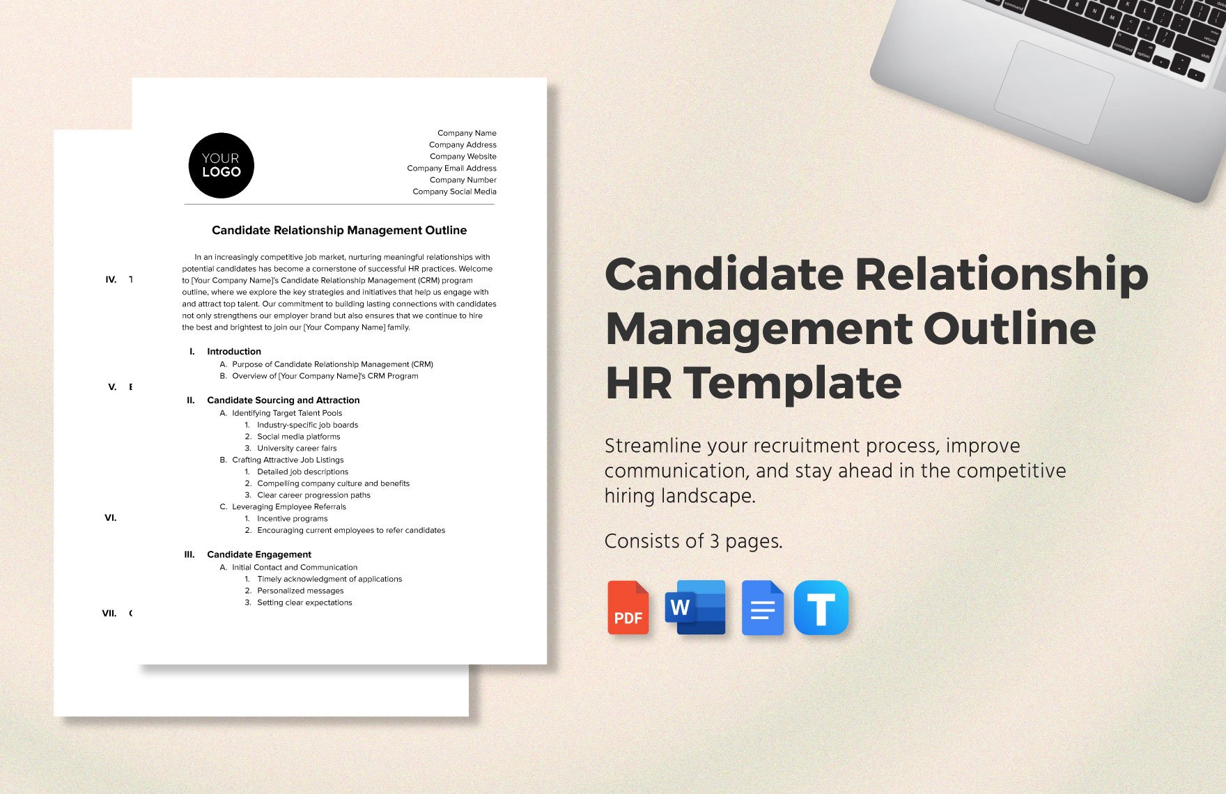Candidate Relationship Management Outline HR Template in Word, Google Docs, PDF